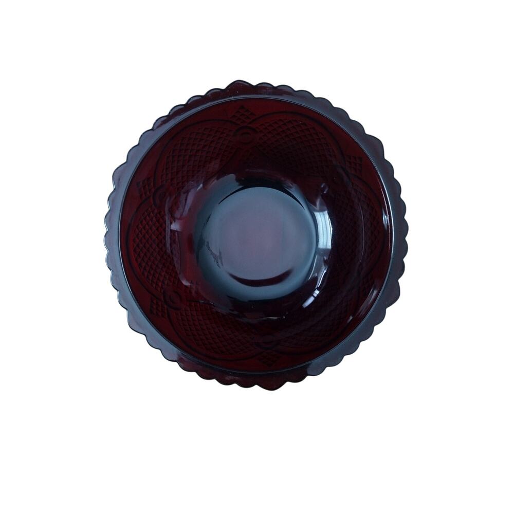Vintage Avon 1876 Cape Cod Ruby Red Glass Serving Bowl - 8.5" Scalloped